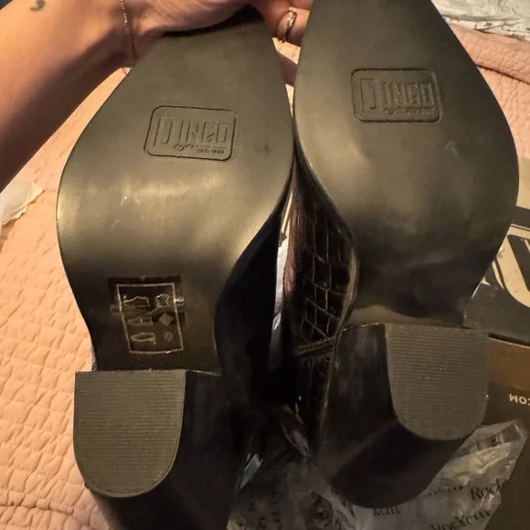 Dingo Butterly Embroidered Rhinestone Block Heel Boots Sz10 Leather Cowgirl - Picture 5 of 7